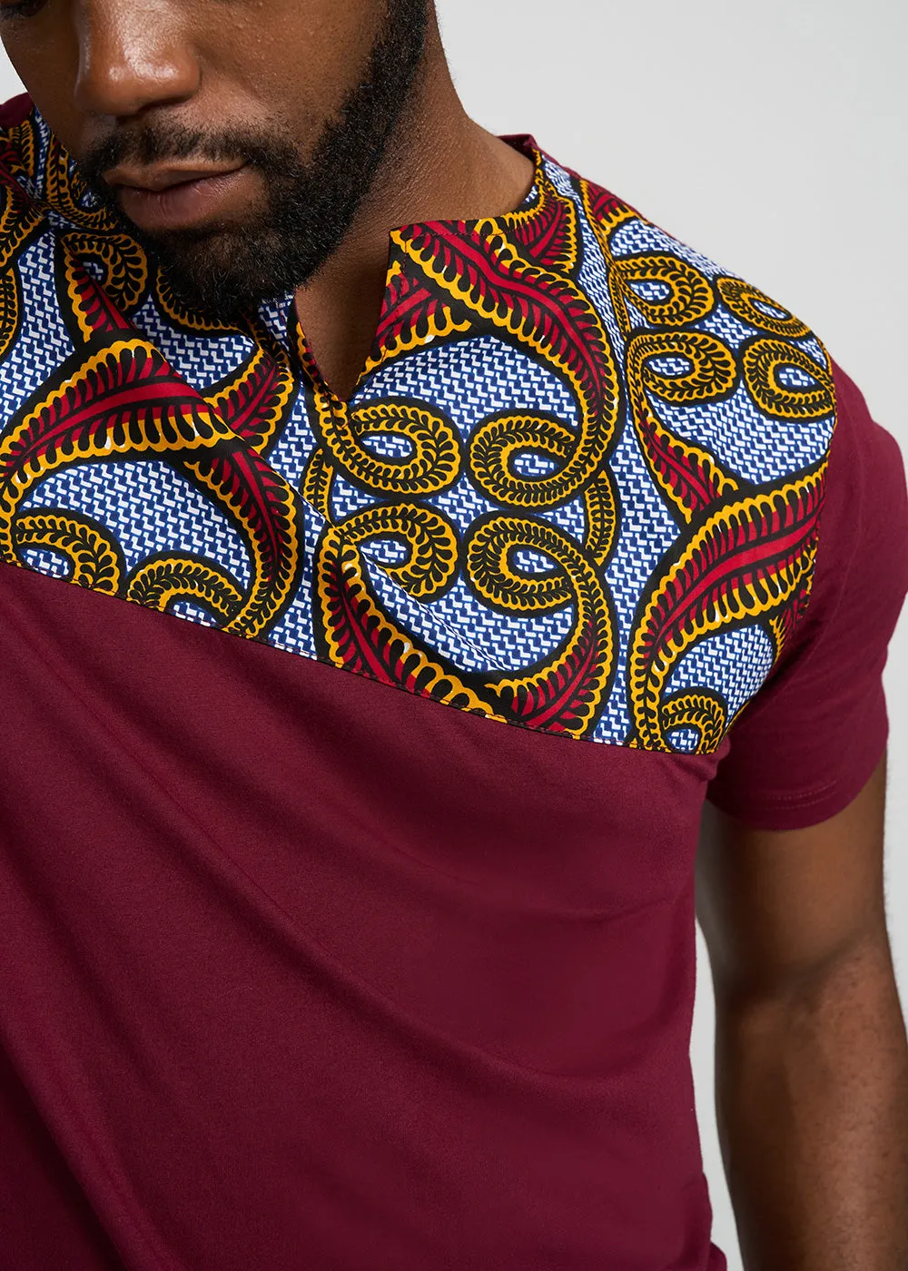 Dayo Men's African Print T-shirt (Red Yellow Vines)