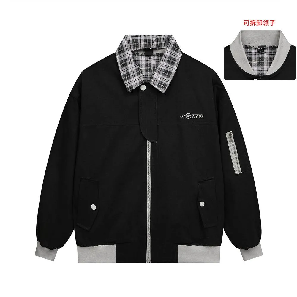 Detachable Lapel Jacket Coat Trendy Brand Men's European And American Fashionable Design Bow Pleated Loose Baseball Suit