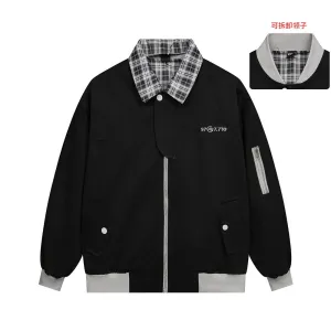 Detachable Lapel Jacket Coat Trendy Brand Men's European And American Fashionable Design Bow Pleated Loose Baseball Suit