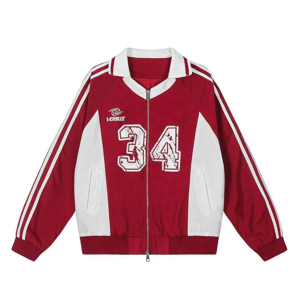 Digital Printing Stitching Color-block Jacket Baseball Suit Men's Autumn American Style Street Trendy Loose Lapel Long-sleeved Jacket