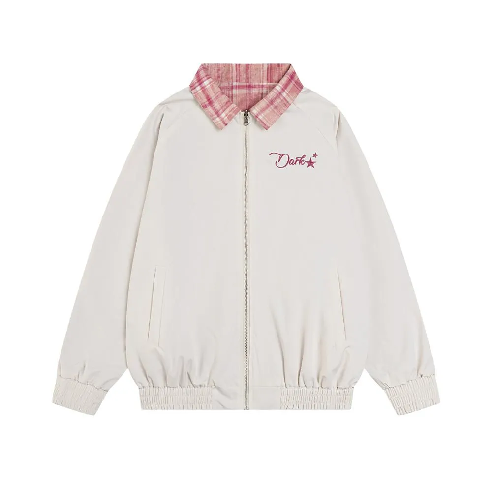 Double-sided Jacket Coat Vibe American Style Trendy Brand Loose Men's Lapel Baseball Dress Color-block Plaid Crock Top