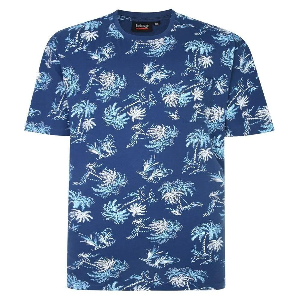 Espionage Men's Plus Size Crew Neck Palm Print Tee 2XL to 8XL