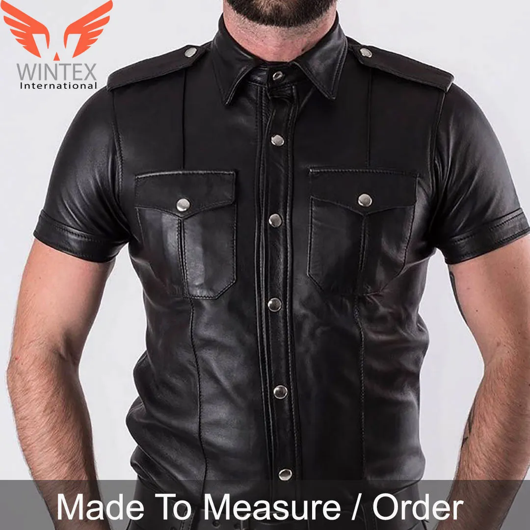 Exclusive Deal – Men’s BLUF Police Style Costume Including Leather Jacket, Pant, Shirt, Wristbands & Belt