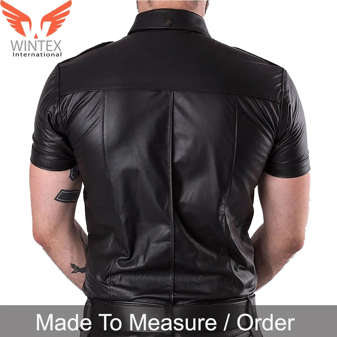 Exclusive Deal – Men’s BLUF Police Style Costume Including Leather Jacket, Pant, Shirt, Wristbands & Belt