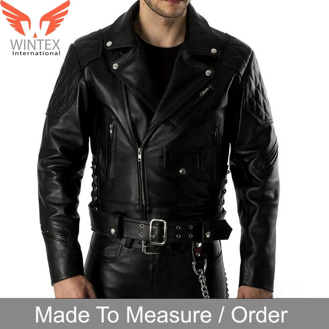 Exclusive Deal – Men’s BLUF Police Style Costume Including Leather Jacket, Pant, Shirt, Wristbands & Belt