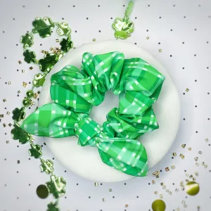 Green Plaid Bow Strip, Headband and Scrunchie Collection