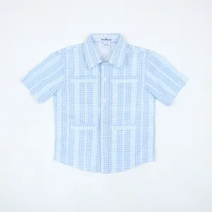 Guayabera Shirt | Blue Plaid