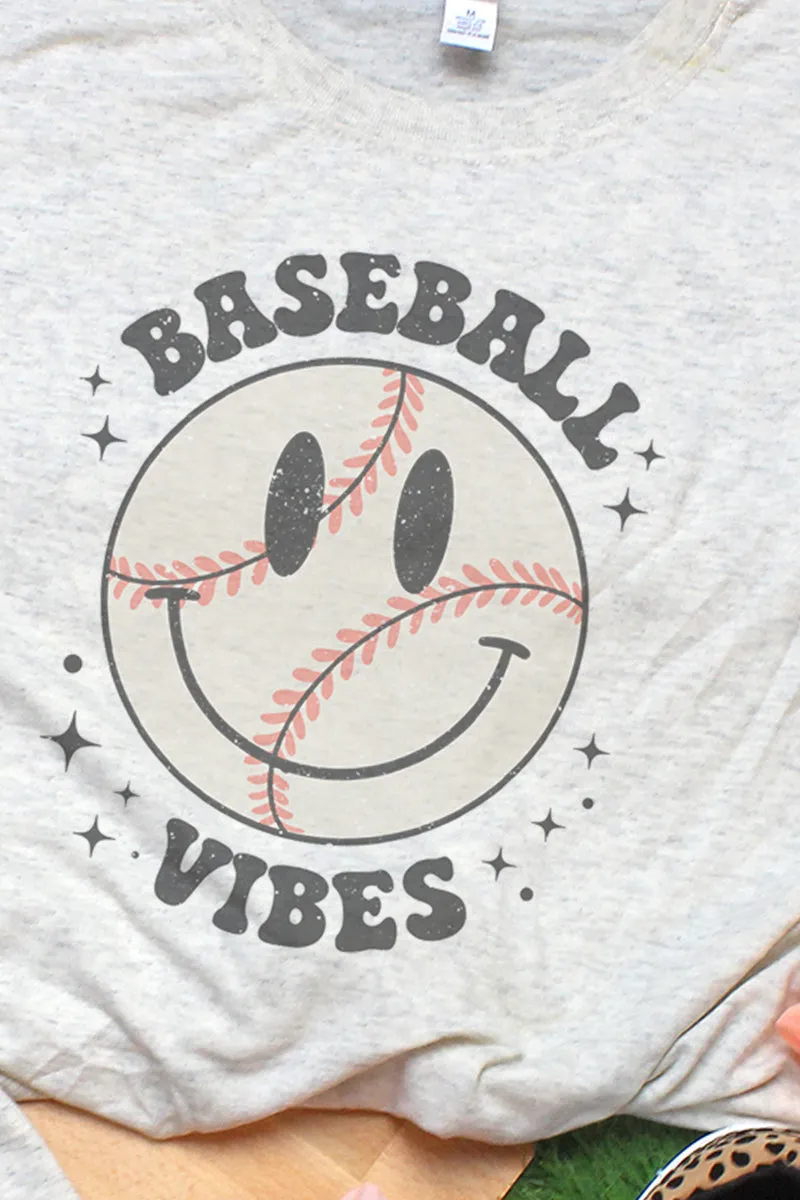 Happy Face Baseball Vibes Adult Tri-Blend T-Shirt
