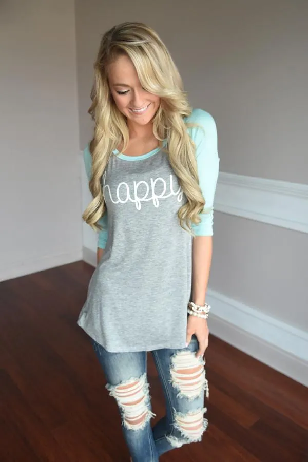 Happy Tee ~ Mint