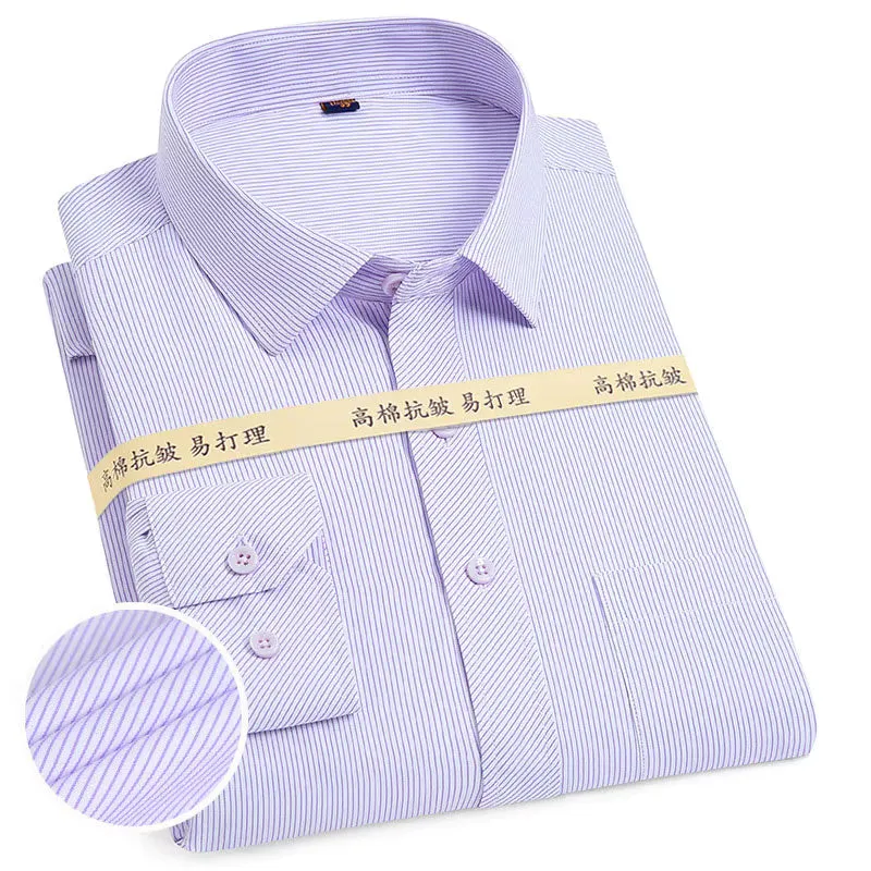 High-end Soft Casual Long-sleeved Men's Shirt Fashionable Striped Men's Business Formal Plaid Shirts Camisas De Hombre