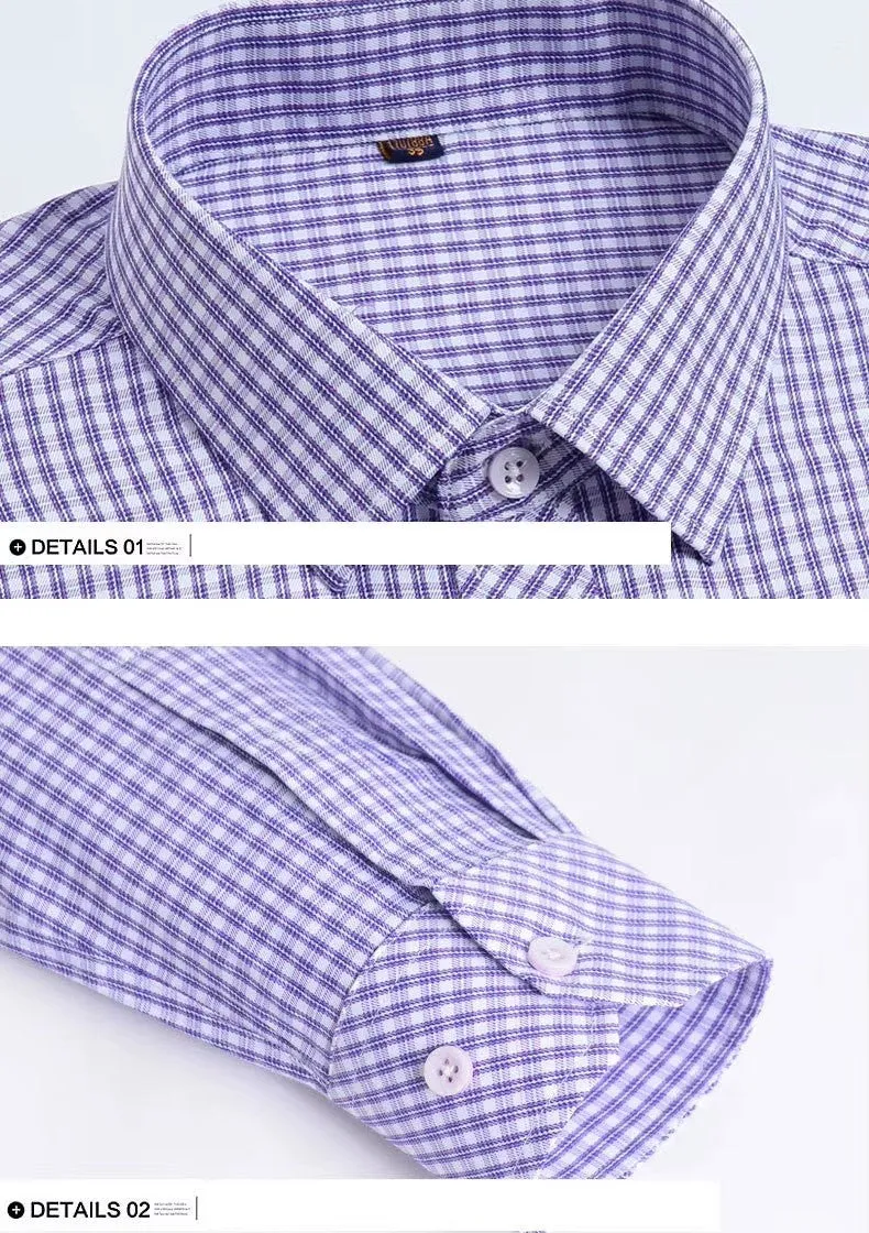 High-end Soft Casual Long-sleeved Men's Shirt Fashionable Striped Men's Business Formal Plaid Shirts Camisas De Hombre