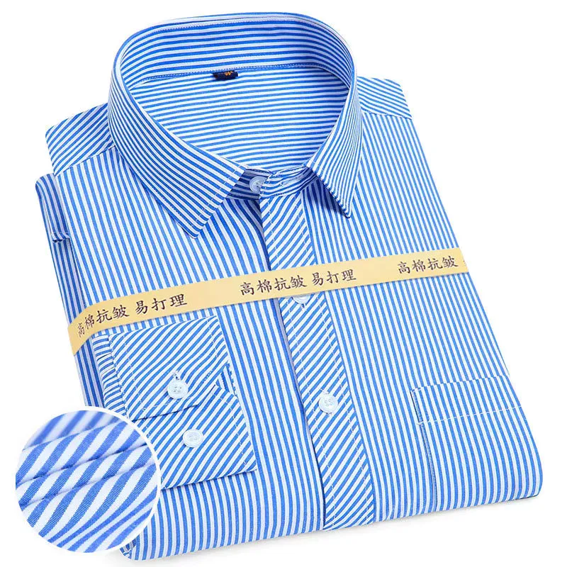 High-end Soft Casual Long-sleeved Men's Shirt Fashionable Striped Men's Business Formal Plaid Shirts Camisas De Hombre