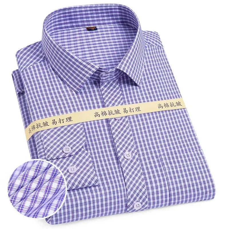 High-end Soft Casual Long-sleeved Men's Shirt Fashionable Striped Men's Business Formal Plaid Shirts Camisas De Hombre