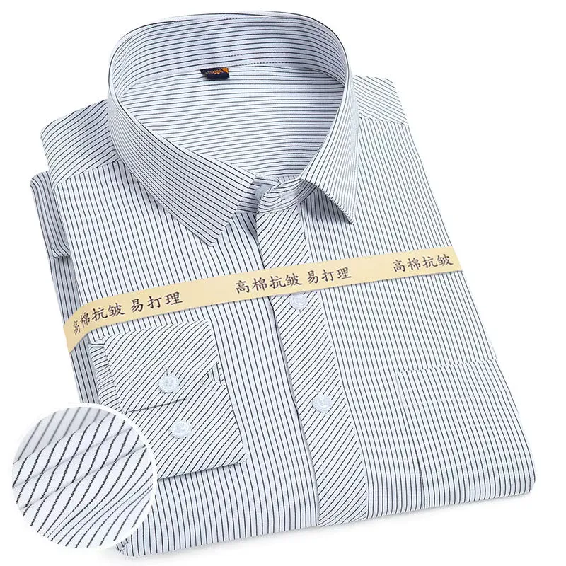 High-end Soft Casual Long-sleeved Men's Shirt Fashionable Striped Men's Business Formal Plaid Shirts Camisas De Hombre
