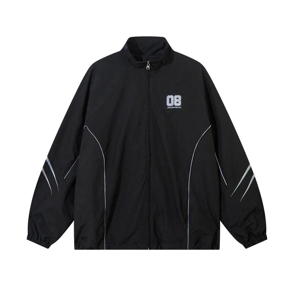 High Street Trendy Brand Loose Vertical Collar Jacket Jacket Men's Baseball Suit Stitching Inlaid Striped Casual Spring And Autumn Rush Clothes