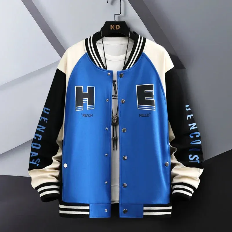 Hip Hop Casual Baseball Coat Slim Fit Unisex Baseball Uniform Bomber Jackets For Men's Youth Trend College Wear Autumn