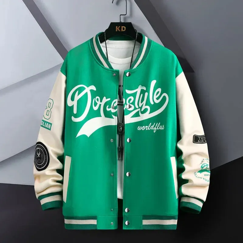 Hip Hop Casual Baseball Coat Slim Fit Unisex Baseball Uniform Bomber Jackets For Men's Youth Trend College Wear Autumn