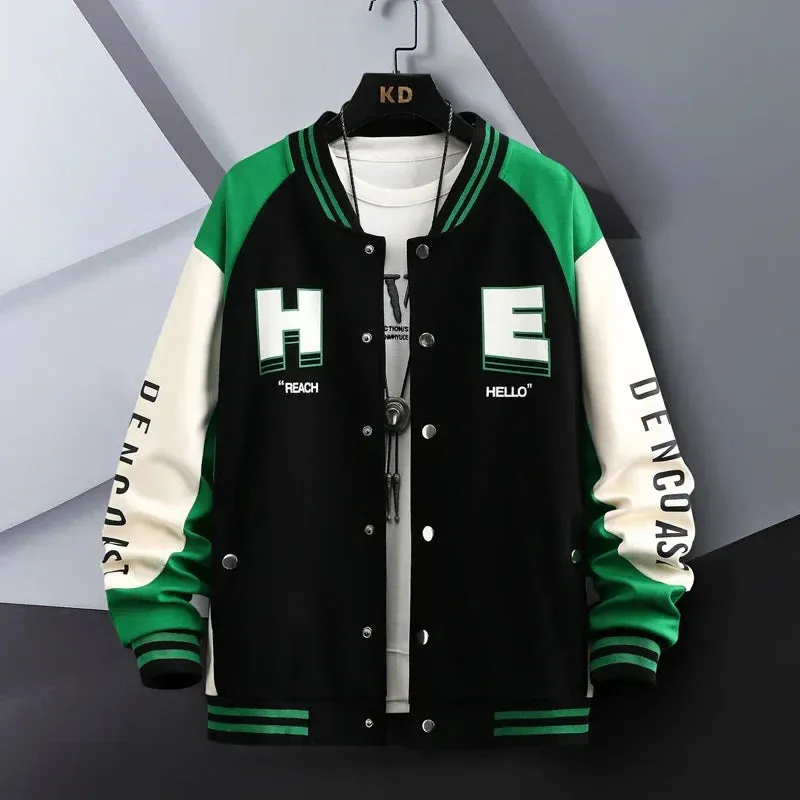 Hip Hop Casual Baseball Coat Slim Fit Unisex Baseball Uniform Bomber Jackets For Men's Youth Trend College Wear Autumn