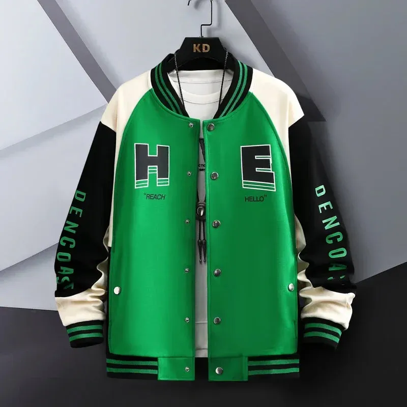 Hip Hop Casual Baseball Coat Slim Fit Unisex Baseball Uniform Bomber Jackets For Men's Youth Trend College Wear Autumn