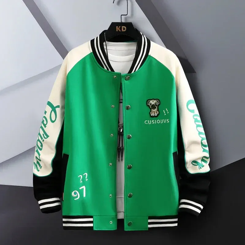 Hip Hop Casual Baseball Coat Slim Fit Unisex Baseball Uniform Bomber Jackets For Men's Youth Trend College Wear Autumn