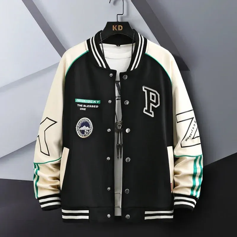 Hip Hop Casual Baseball Coat Slim Fit Unisex Baseball Uniform Bomber Jackets For Men's Youth Trend College Wear Autumn