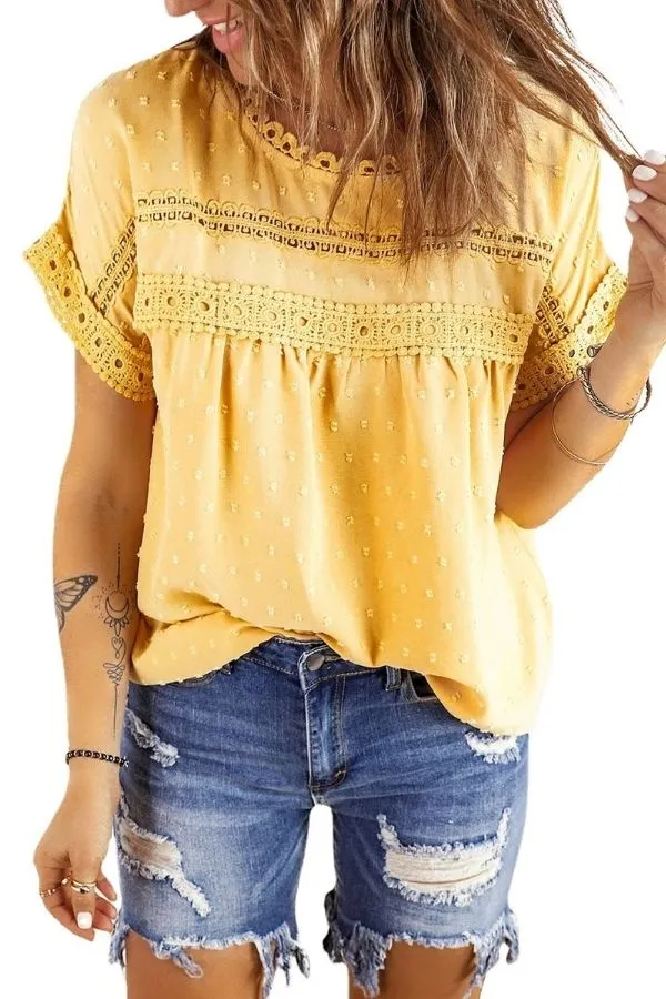 Hollow Out Short Sleeve T-shirts