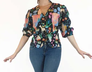 Jericho Road colourful print 3/4 sleeve top size 10