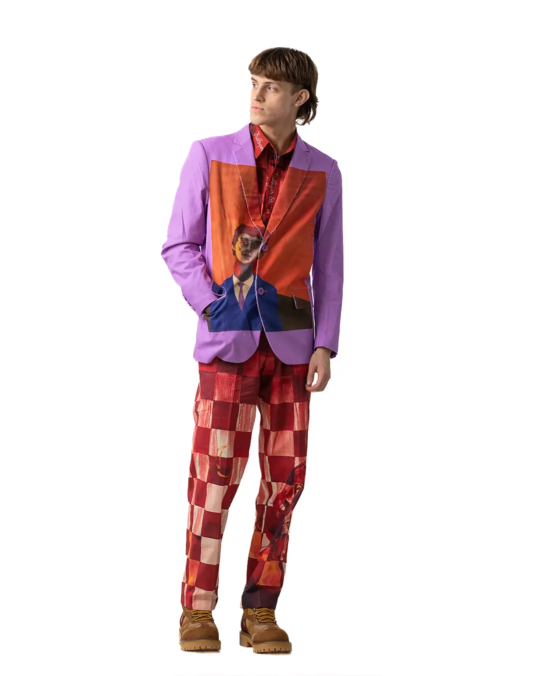 KidSuper A Boy Patched Blazer Lavender