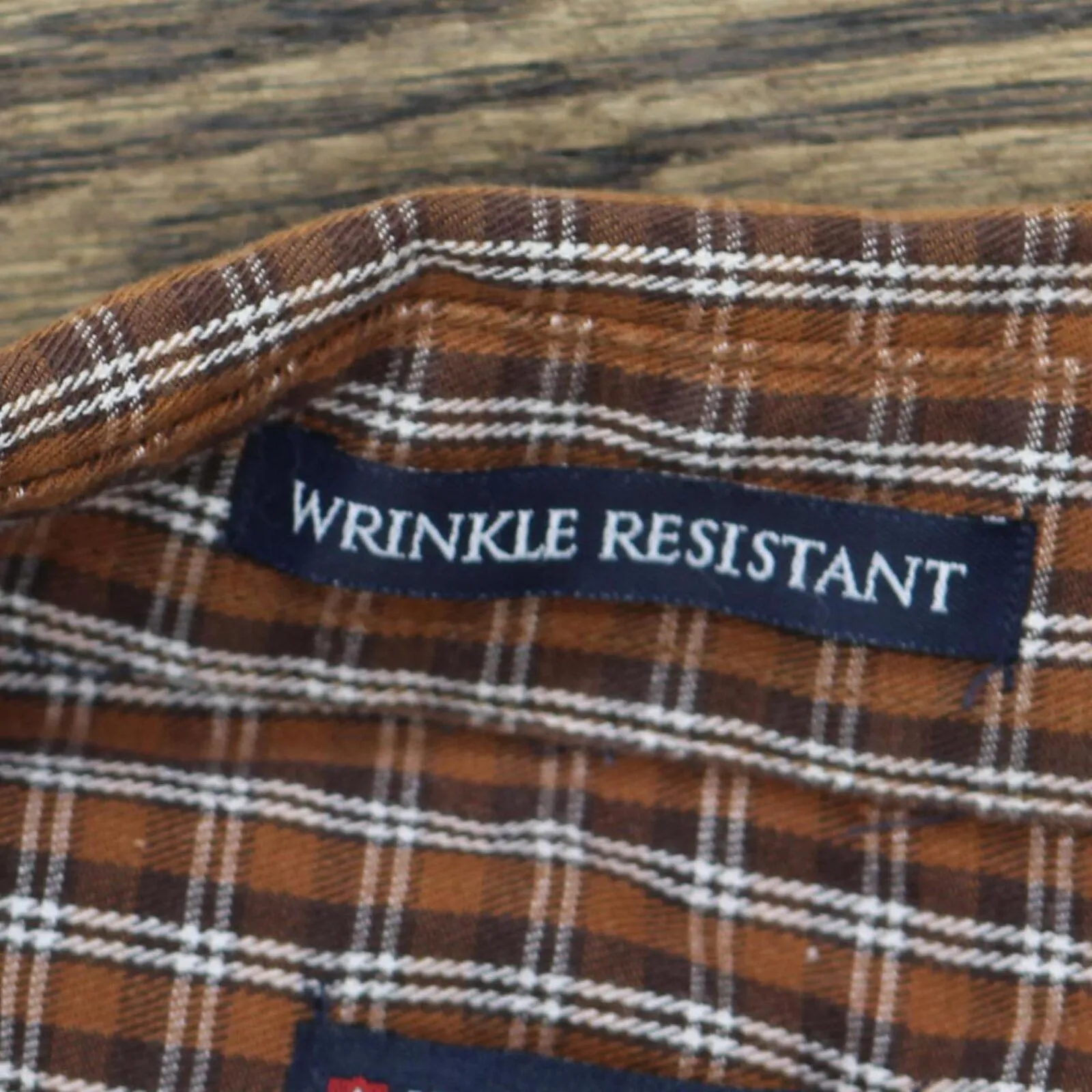 Knightsbridge Big Button Up Cotton Wrinkle Resistant Dress Shirt Rust Plaid 2X