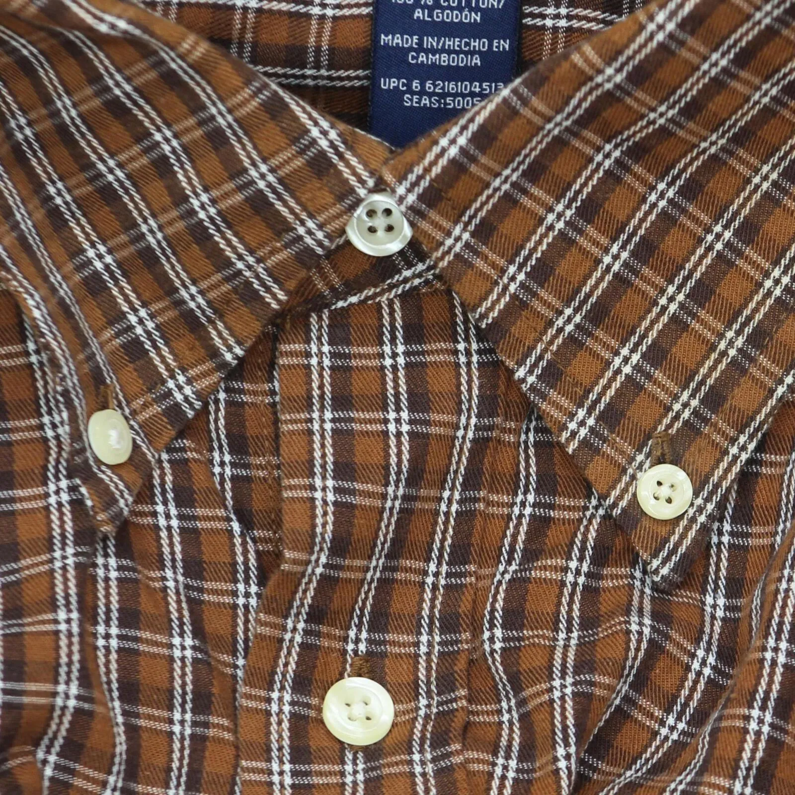 Knightsbridge Big Button Up Cotton Wrinkle Resistant Dress Shirt Rust Plaid 2X