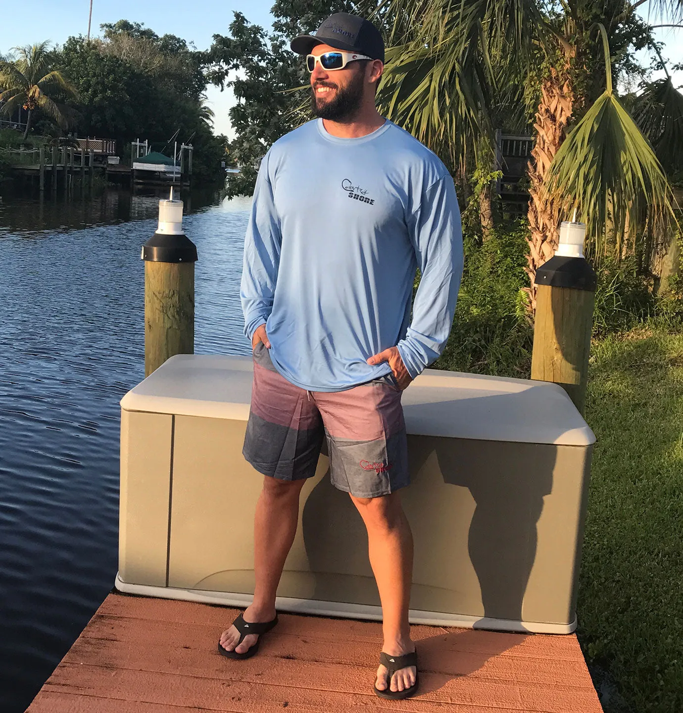 Light Blue Florida Spiny Lobster UPF Long Sleeve Shirt