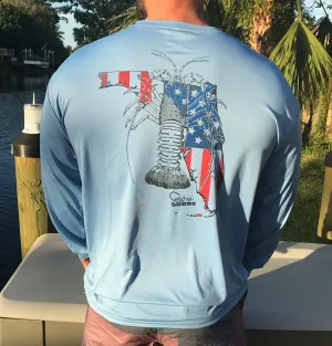 Light Blue Florida Spiny Lobster UPF Long Sleeve Shirt