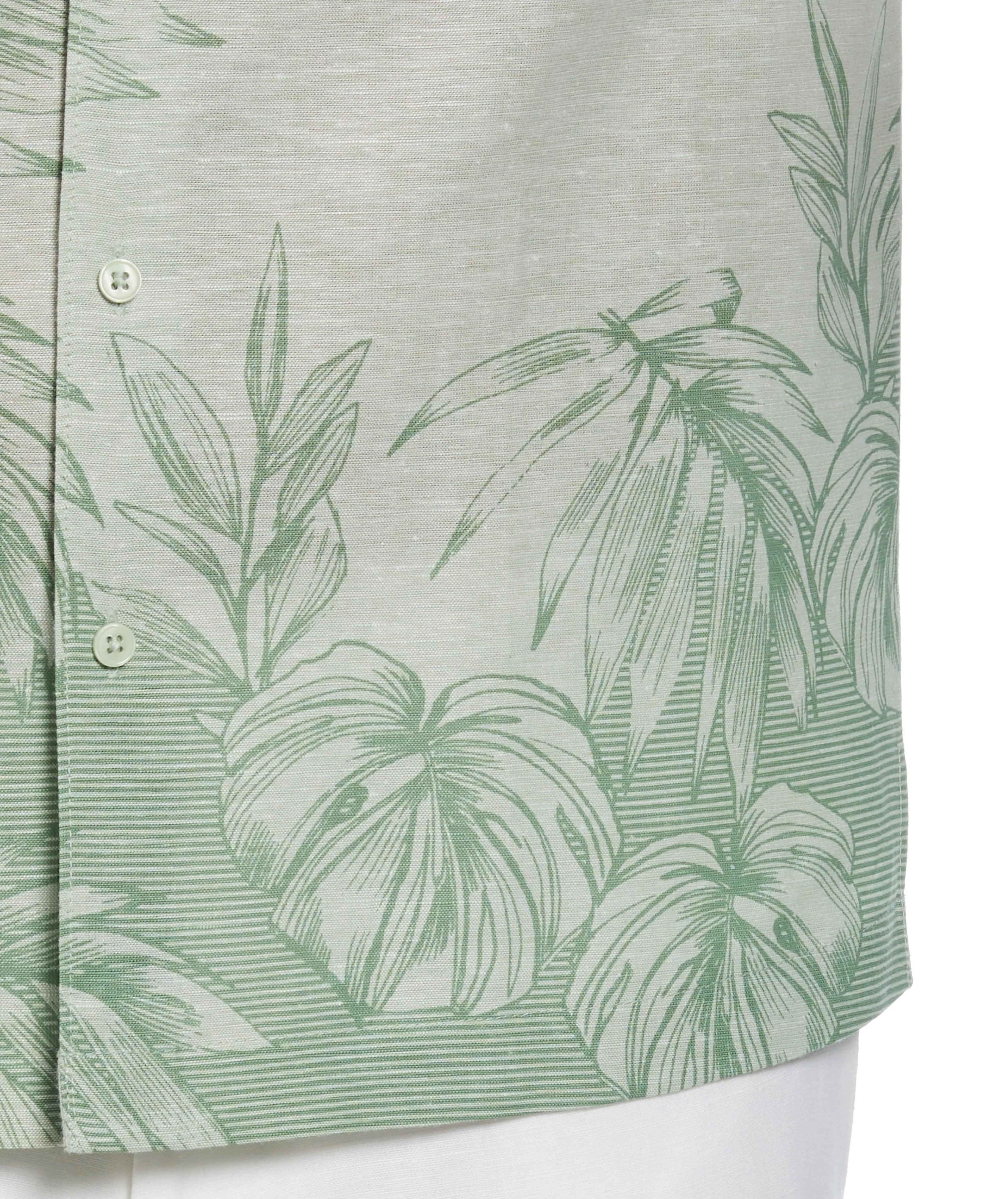 Linen Blend Engineered Tropical Print Shirt
