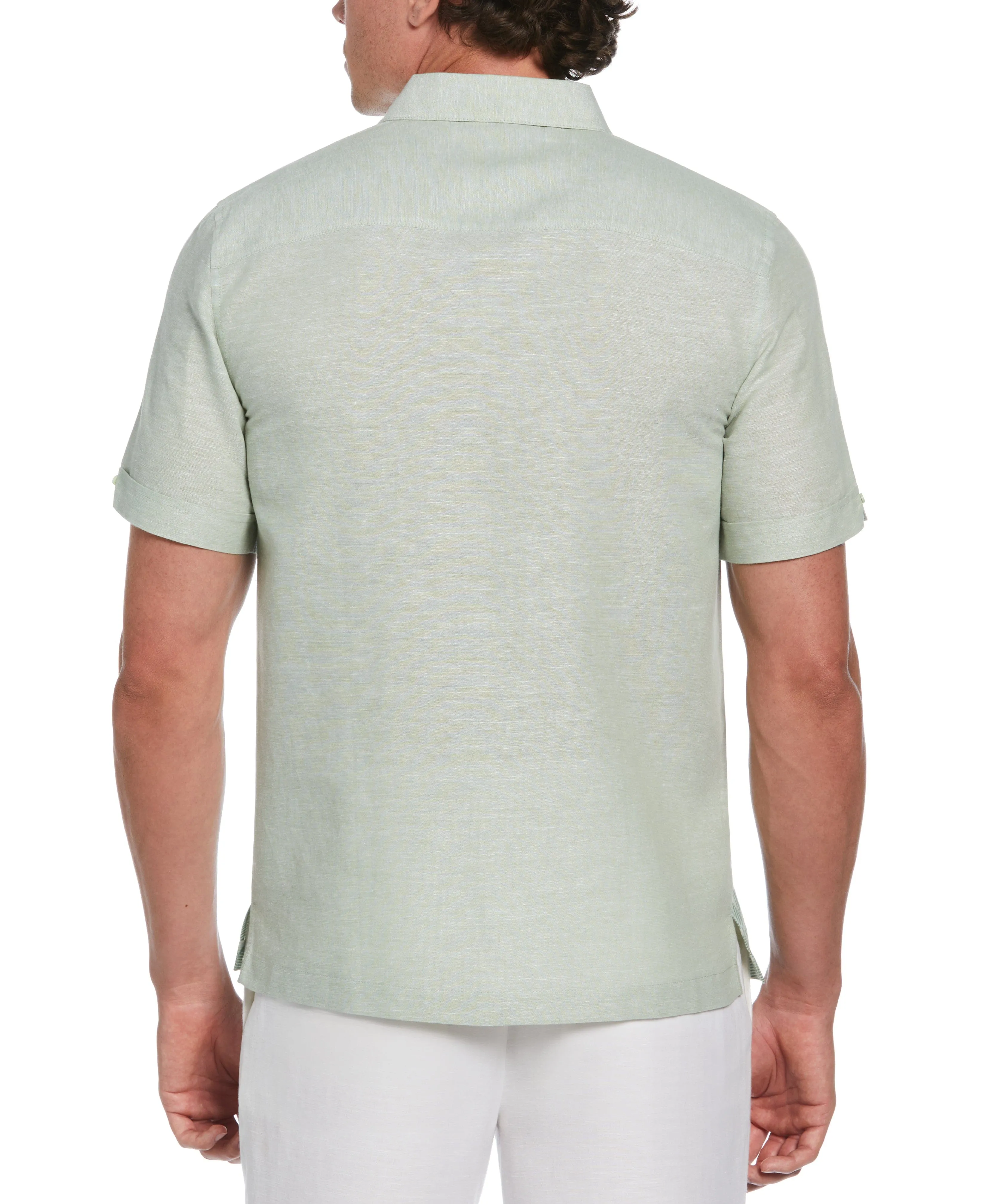 Linen Blend Engineered Tropical Print Shirt