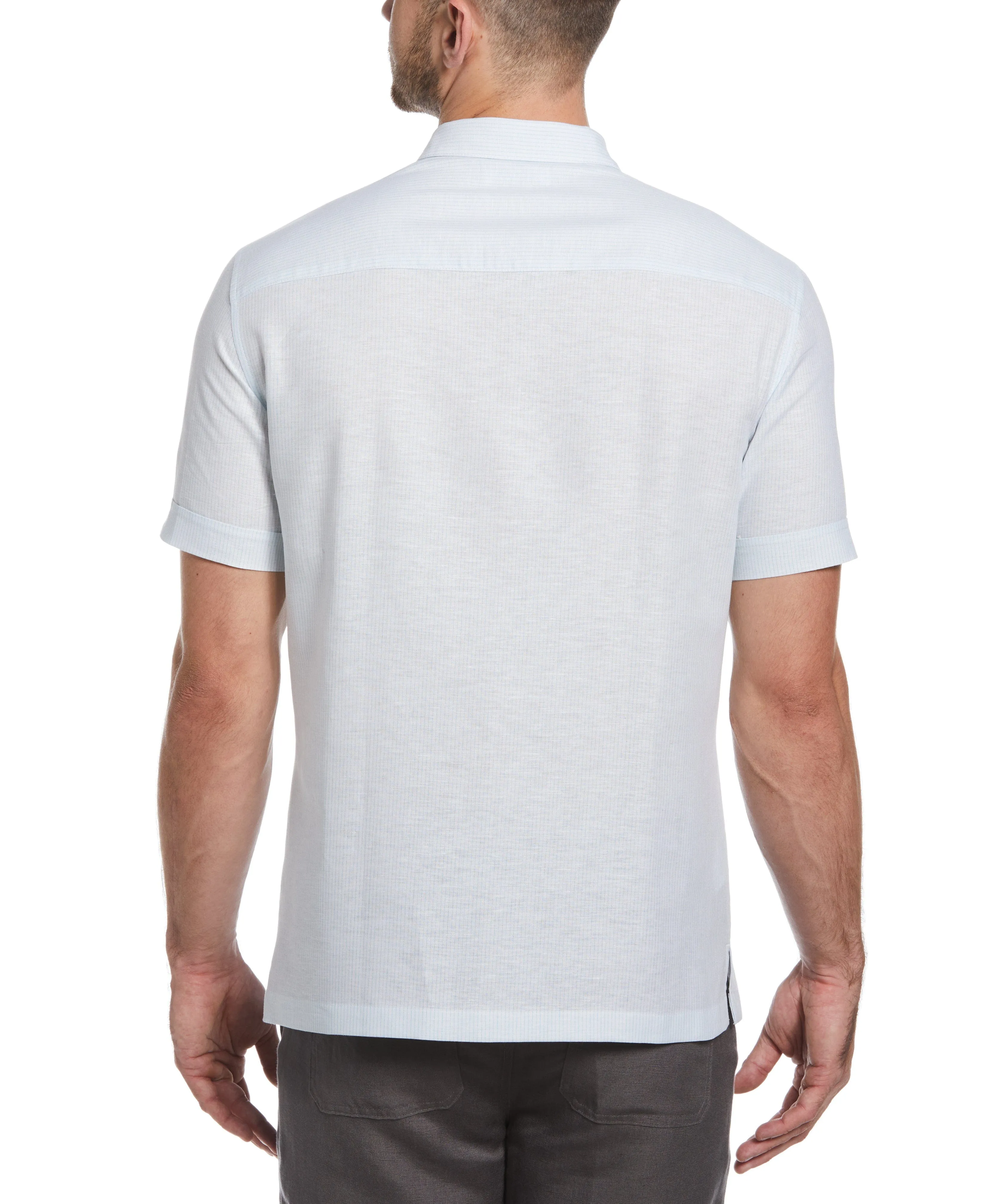 Linen Blend Engineered Yarn-Dyed Panel Shirt