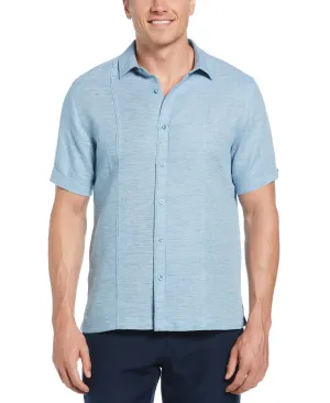 Linen Blend Tuck Panel Dobby Shirt