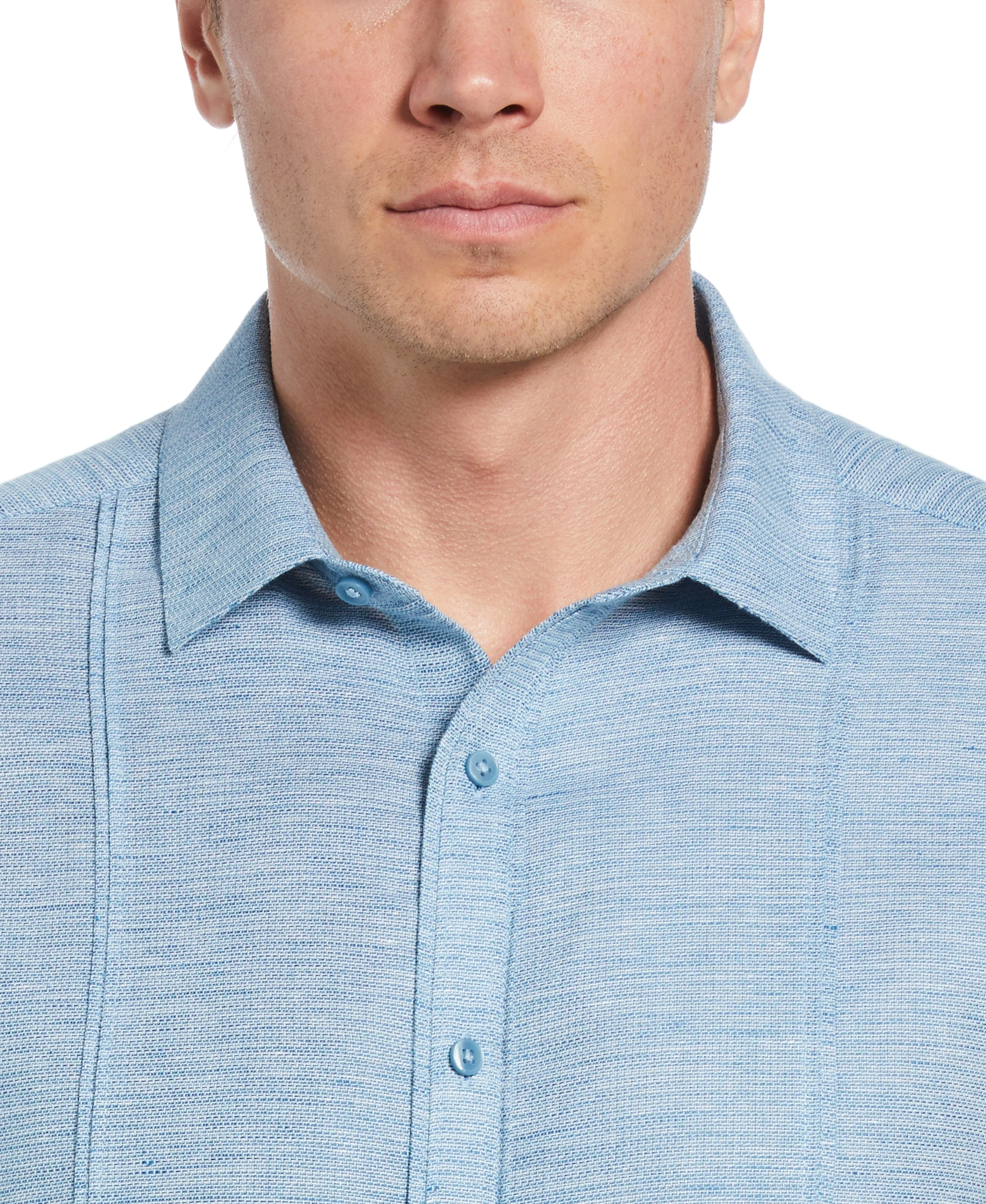 Linen Blend Tuck Panel Dobby Shirt