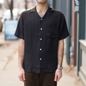 Linen Camp Collar in Black