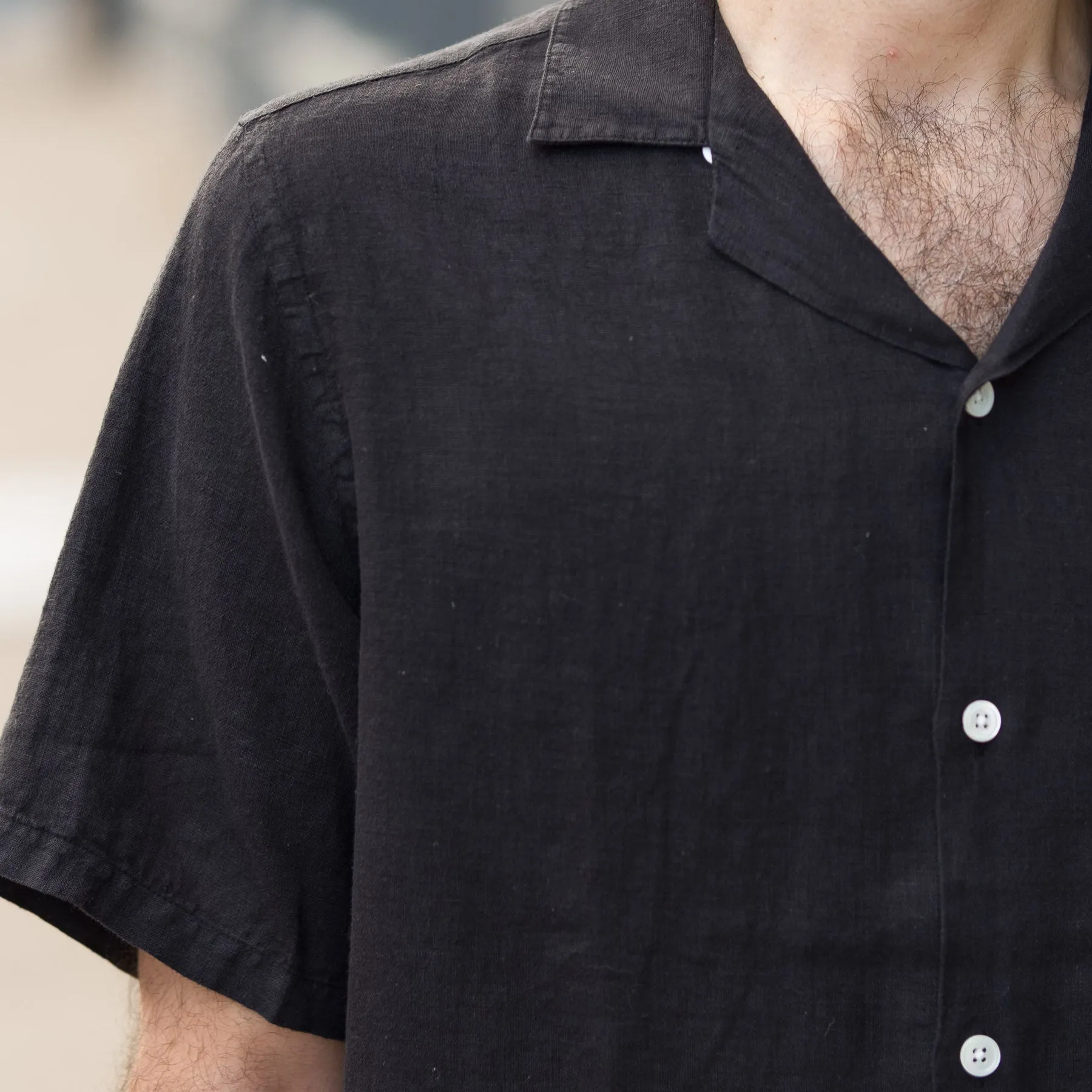 Linen Camp Collar in Black