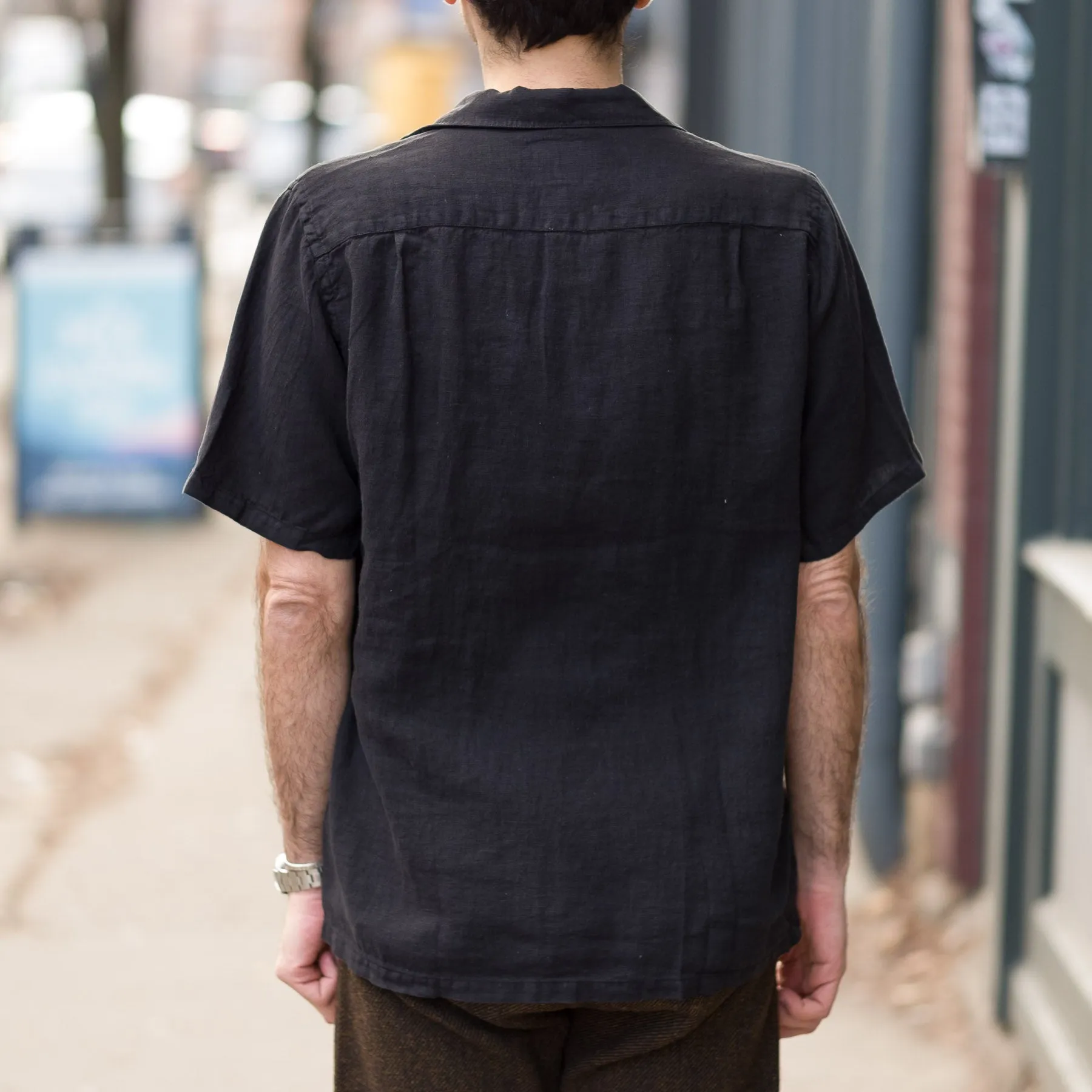 Linen Camp Collar in Black