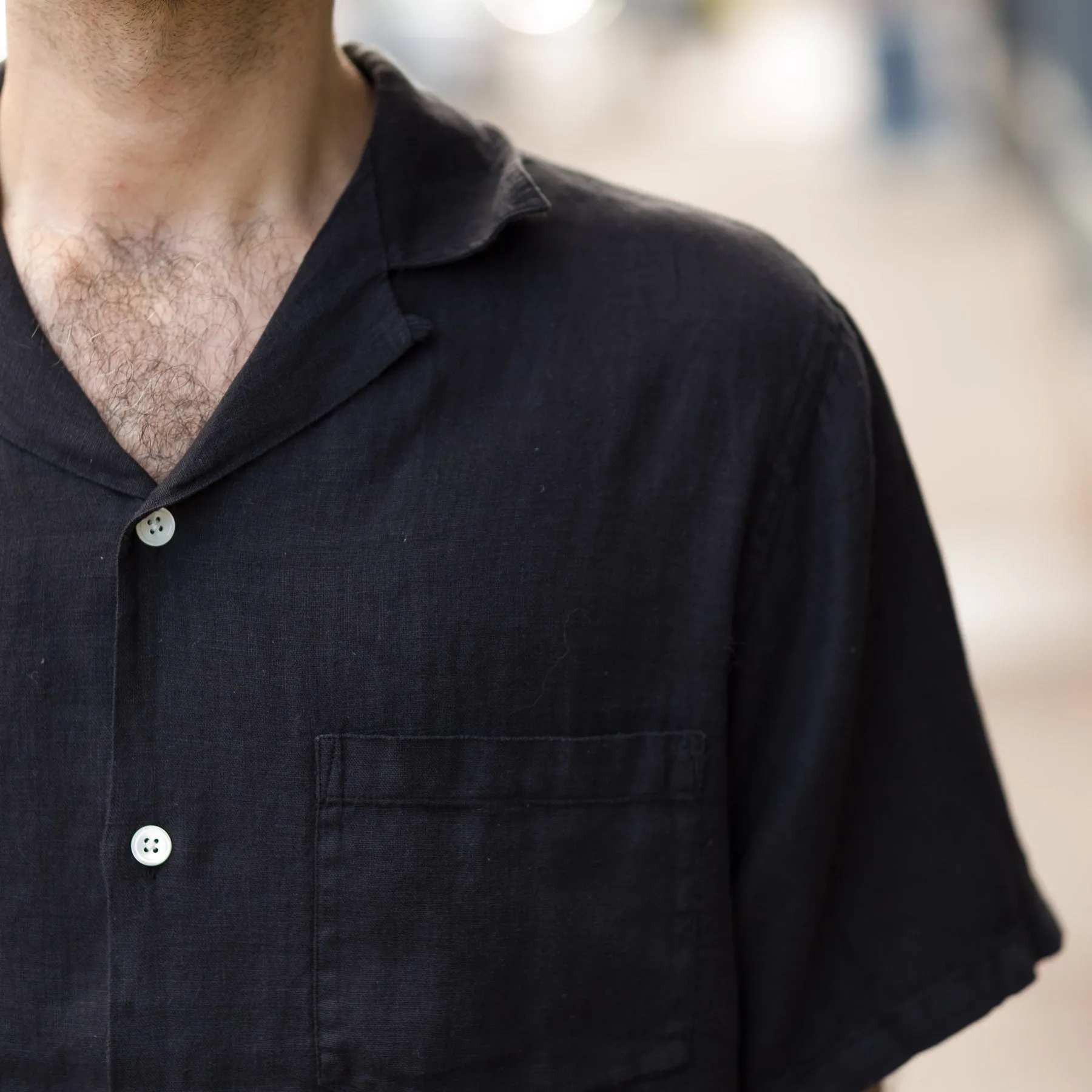 Linen Camp Collar in Black