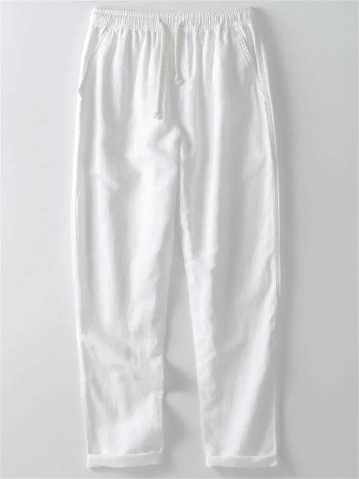 Linen Casual Drawstring Straight Leg Pants
