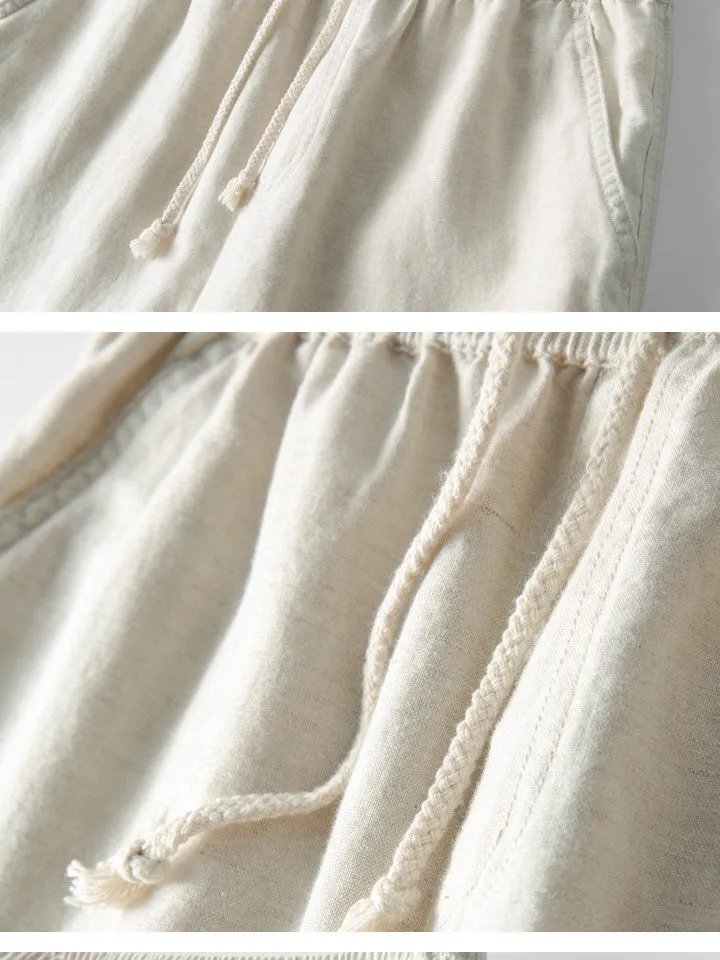 Linen Casual Drawstring Straight Leg Pants