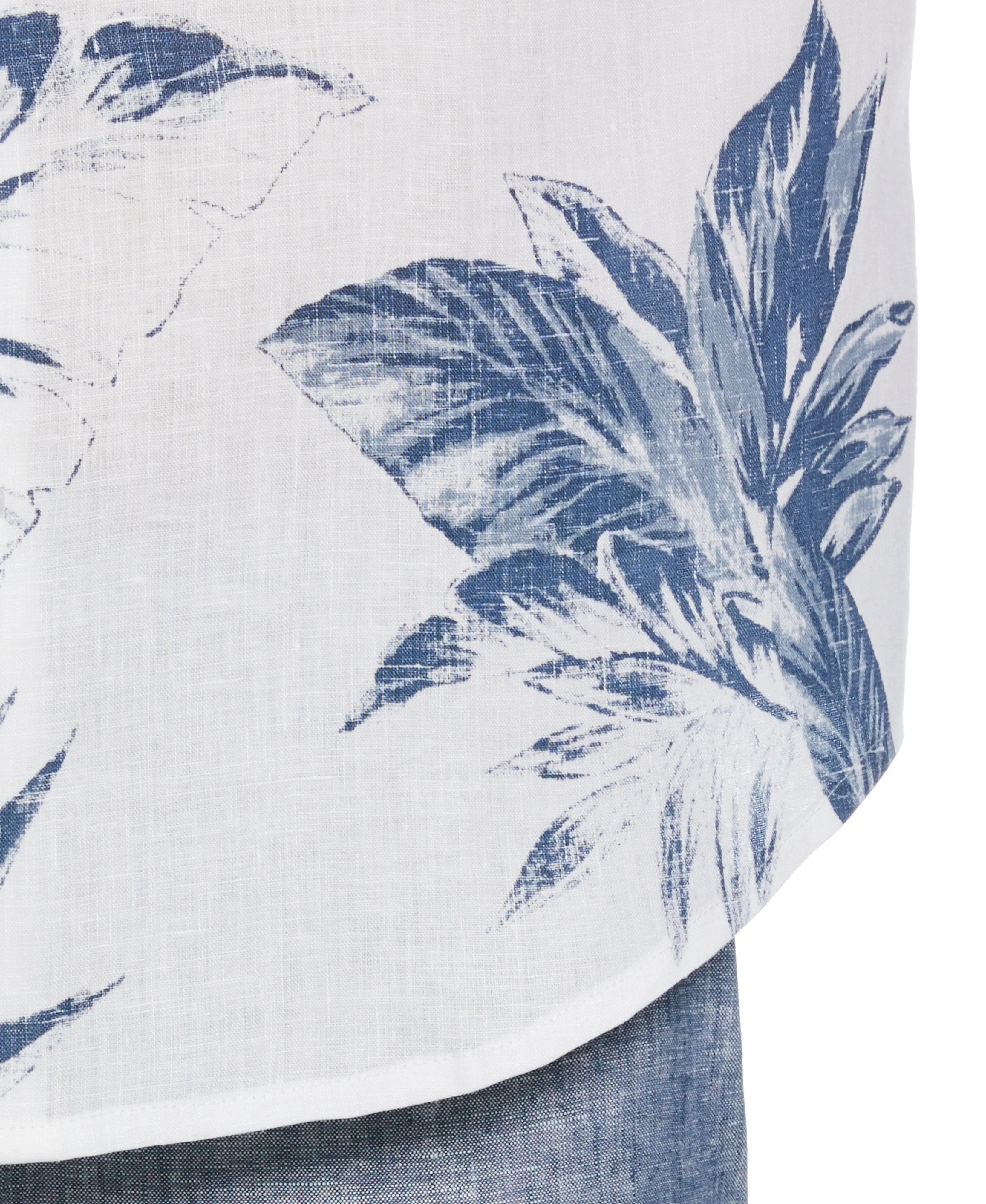 Linen Engineered Tropical Print Shirt
