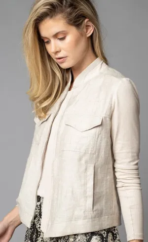 Lola & Sophie Crinkle Linen Jean Jacket