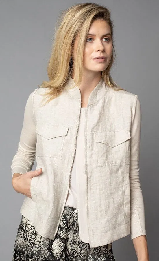 Lola & Sophie Crinkle Linen Jean Jacket