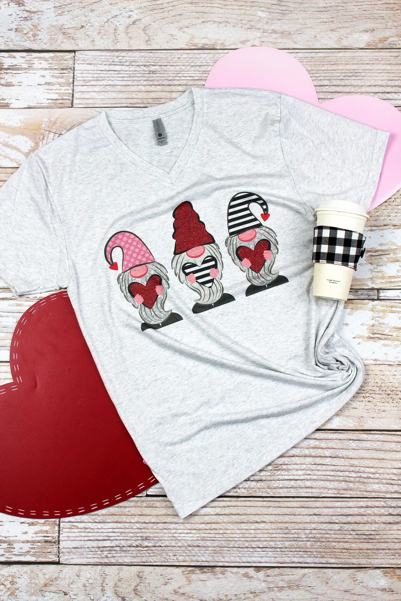 Love Gnomes Tri-Blend V Neck Tee