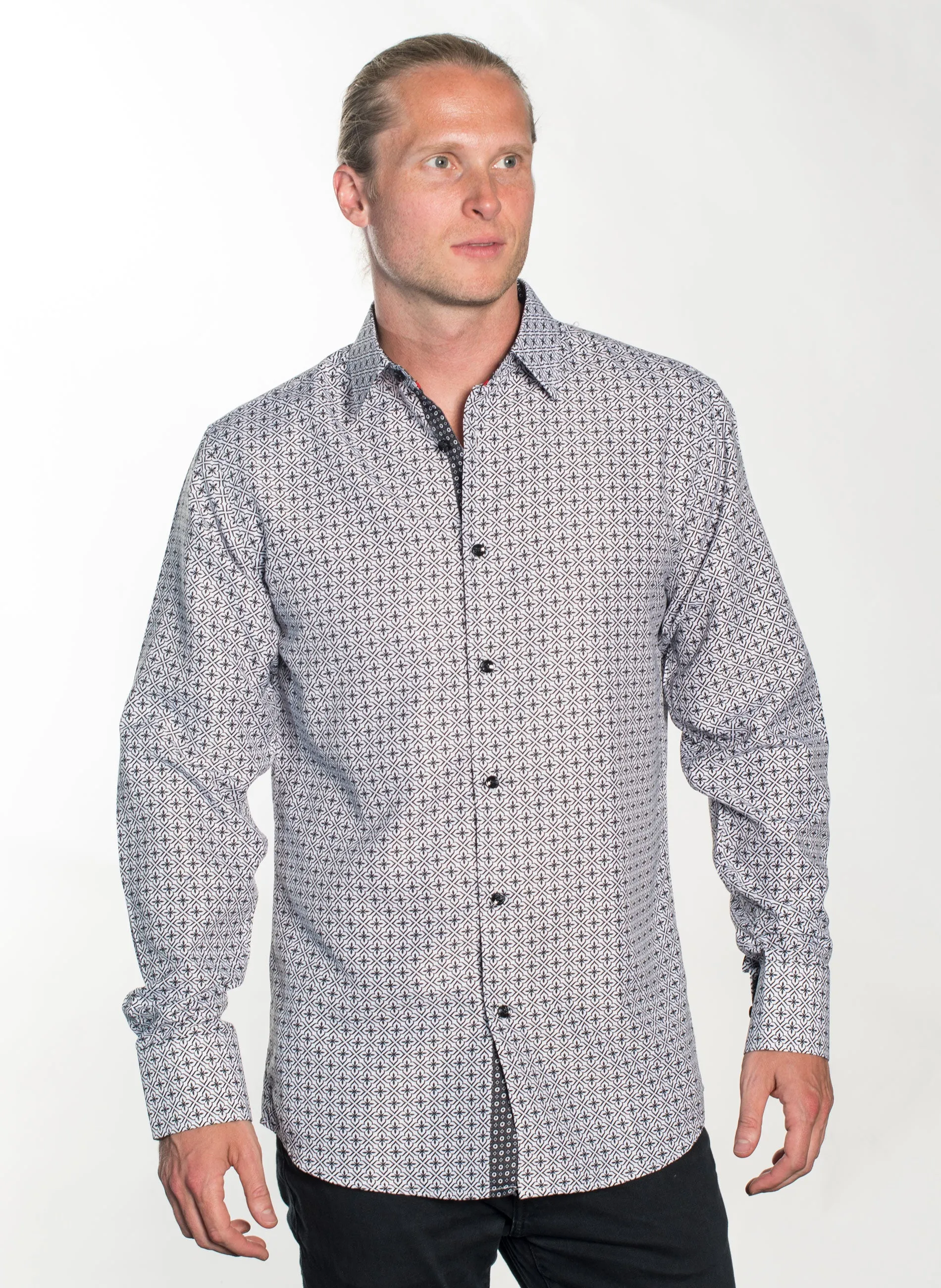 LSWG-361 MEN'S PRINTED LONG SLEEVE DRESS SHIRT