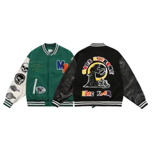 Madeextreme American Style Retro Heavy Craft Towel Embroidered Jacket Jacket Skull Street Retro Men's Baseball Suit