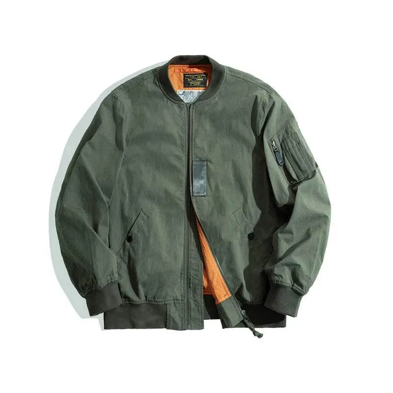 Maden MA-1 Bomber Flight Jackets Windproof Fighter Pilot Flight Jacket Casual Motorcycle Coat Men's Baseball Uniform